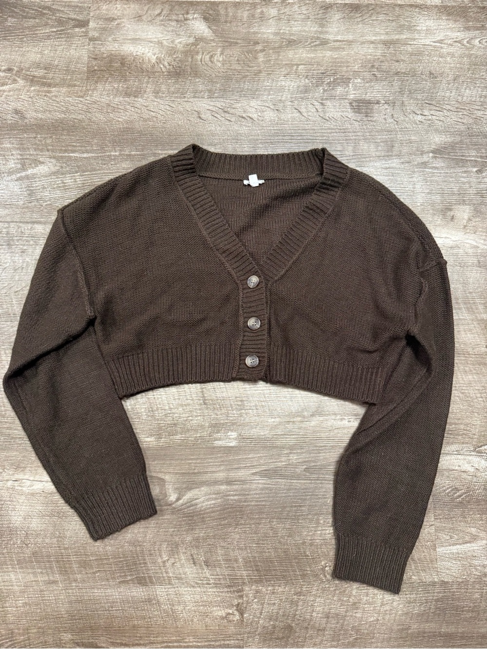 Garage Brown Cropped Cardigan Small